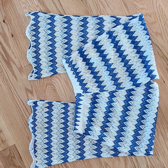 Shein Swim Cover-up Beach Capris.  Size Small*  Blue/White Chevron - Picture 6 of 7